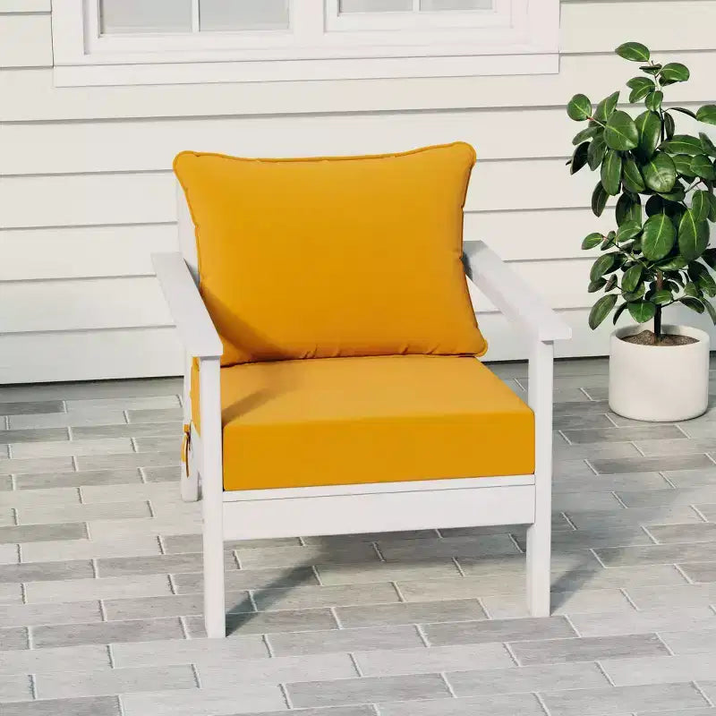 WestinTrends Avalon White Outdoor Modern HDPE Patio Club Chair with Deep Seat Cushions
