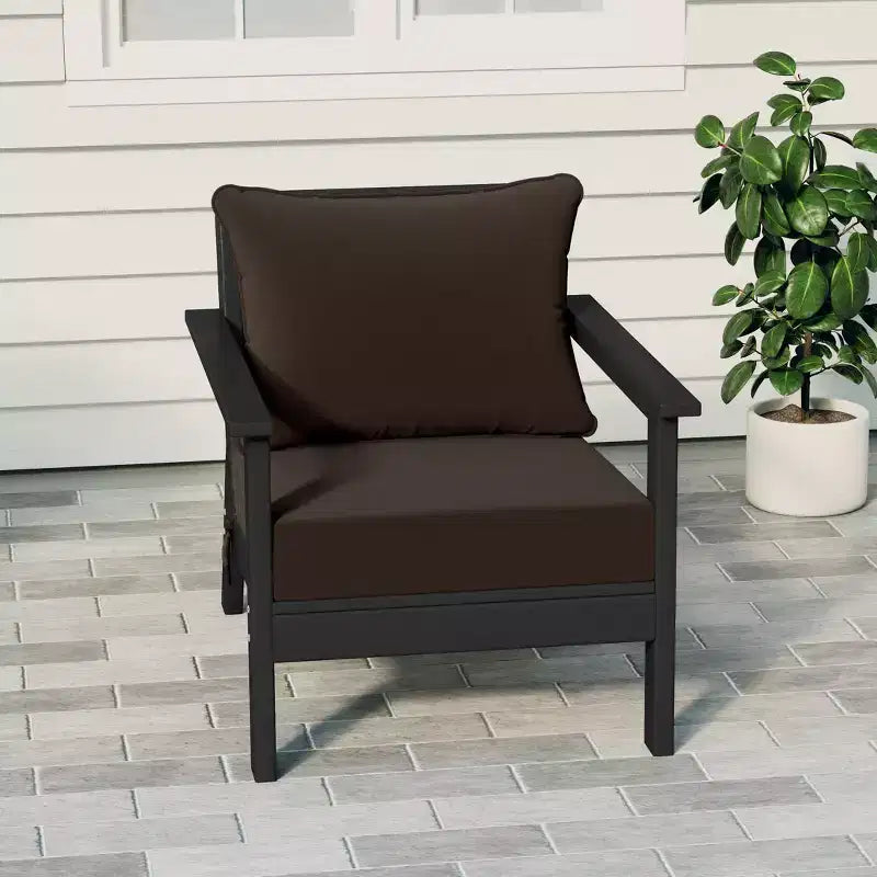 WestinTrends Avalon Black Outdoor Modern HDPE Patio Club Chair with Deep Seat Cushions