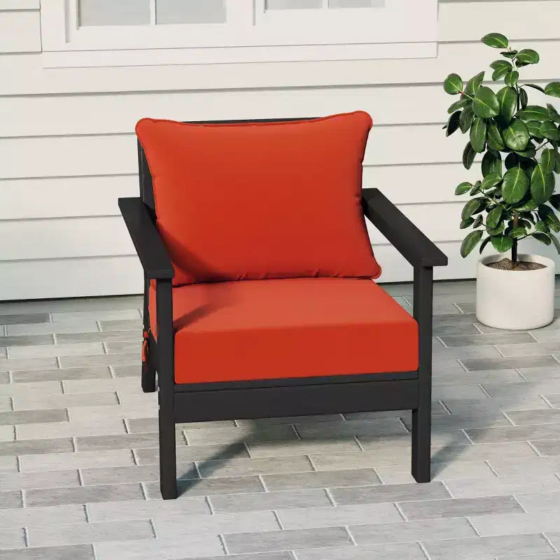 WestinTrends Avalon Black Outdoor Modern HDPE Patio Club Chair with Deep Seat Cushions