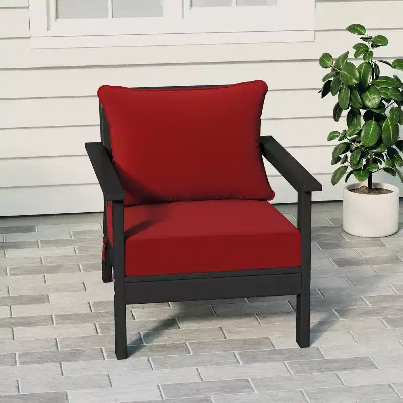 WestinTrends Avalon Black Outdoor Modern HDPE Patio Club Chair with Deep Seat Cushions