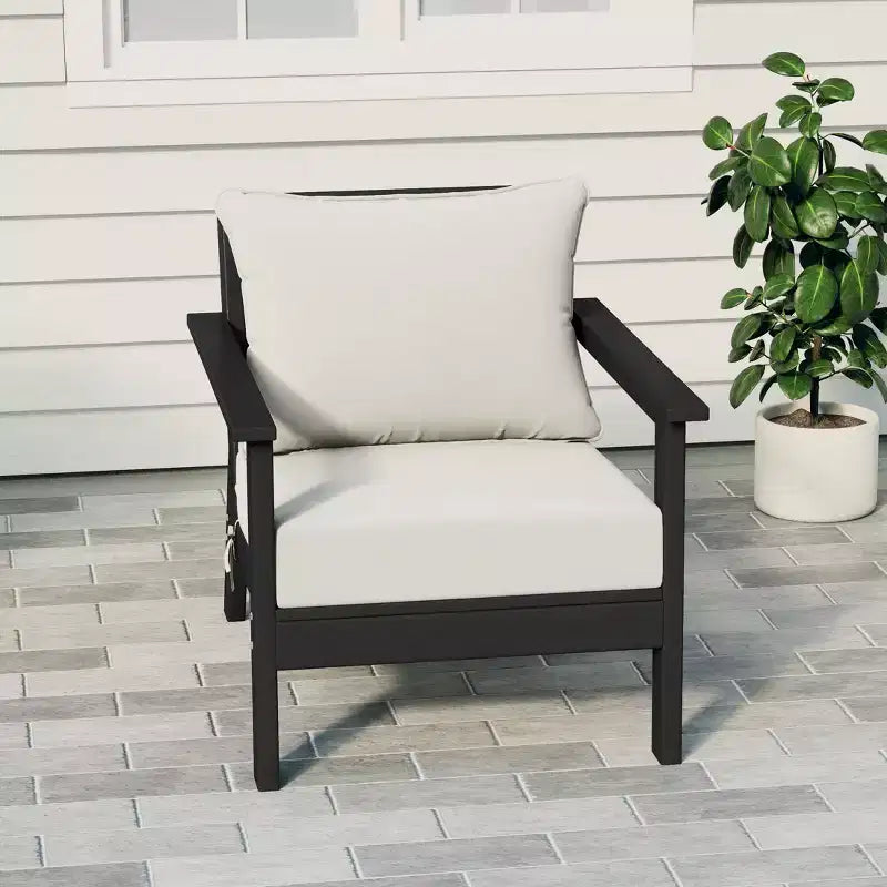 WestinTrends Avalon Black Outdoor Modern HDPE Patio Club Chair with Deep Seat Cushions