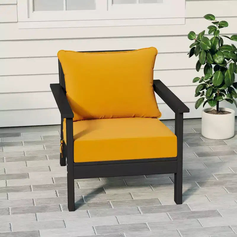 WestinTrends Avalon Black Outdoor Modern HDPE Patio Club Chair with Deep Seat Cushions