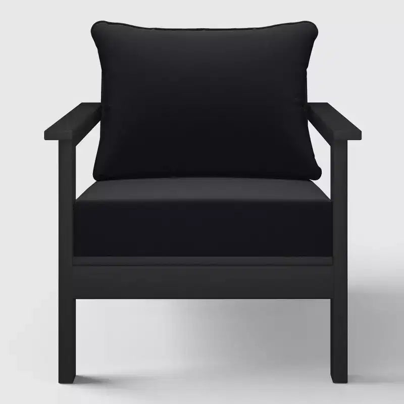 WestinTrends Avalon Sedia da Club da Patio Moderna Nera per Esterni in HDPE con Cuscini Profondi