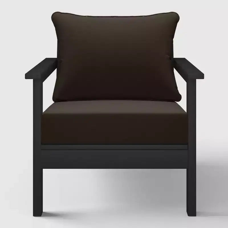 WestinTrends Avalon Sedia da Club da Patio Moderna Nera per Esterni in HDPE con Cuscini Profondi