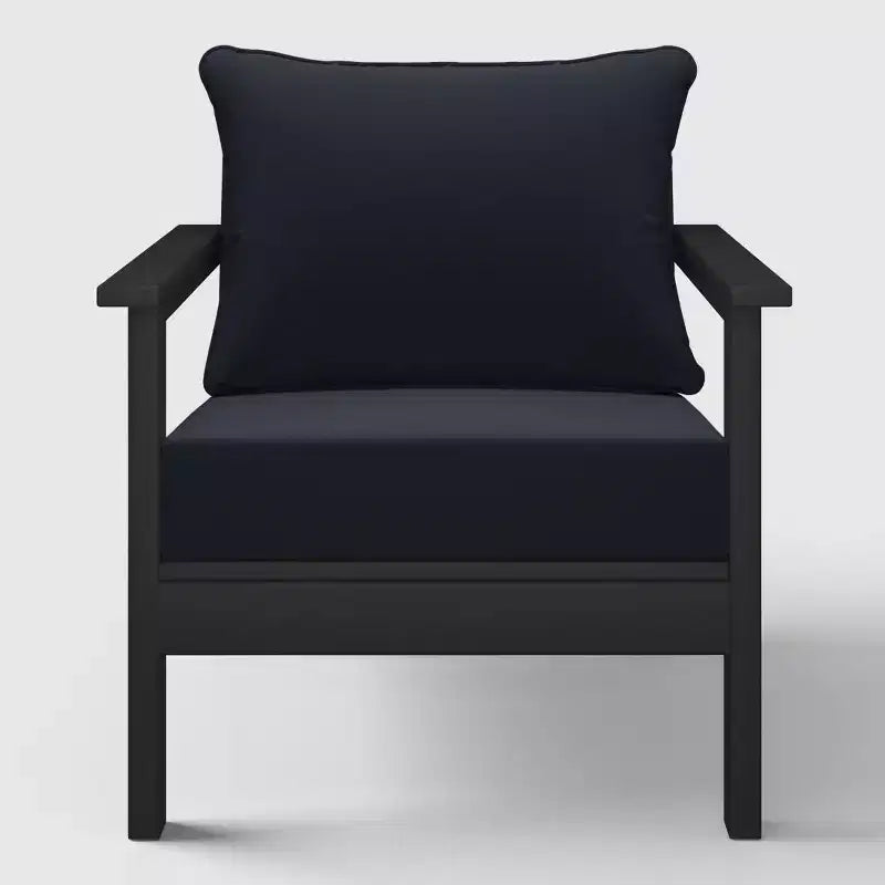 WestinTrends Avalon Sedia da Club da Patio Moderna Nera per Esterni in HDPE con Cuscini Profondi