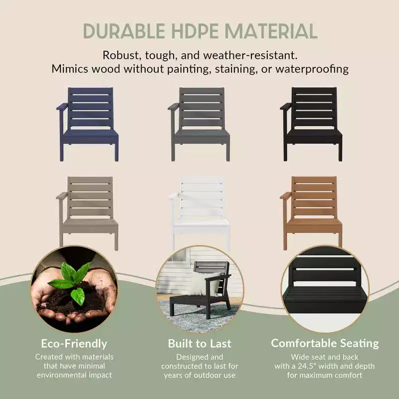 WestinTrends Avalon Sedia ad angolo con bracciolo sinistro per esterni in HDPE con seduta profonda