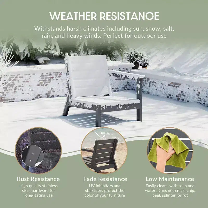 WestinTrends Avalon Sedia ad angolo per esterni in HDPE con bracciolo destro e seduta profonda