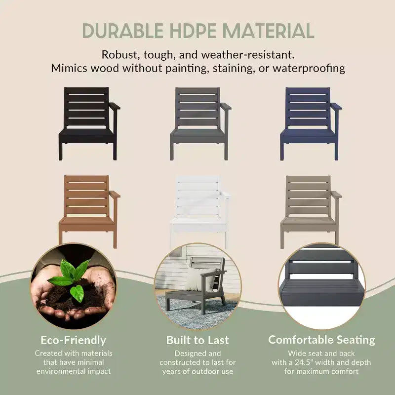 WestinTrends Avalon Sedia ad angolo per esterni in HDPE con bracciolo destro e seduta profonda