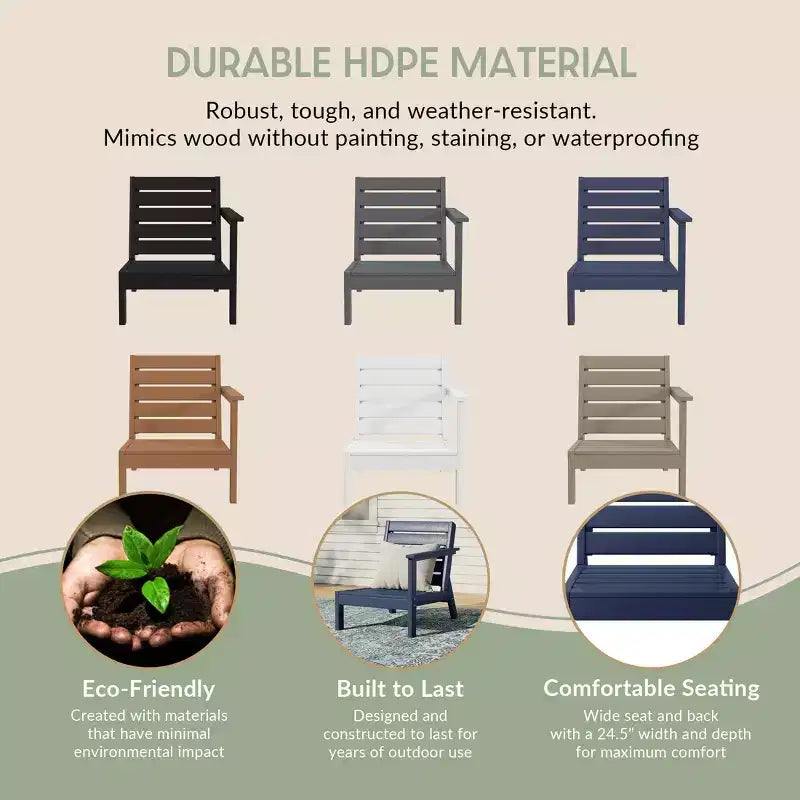 WestinTrends Avalon Sedia ad angolo per esterni in HDPE con bracciolo destro e seduta profonda