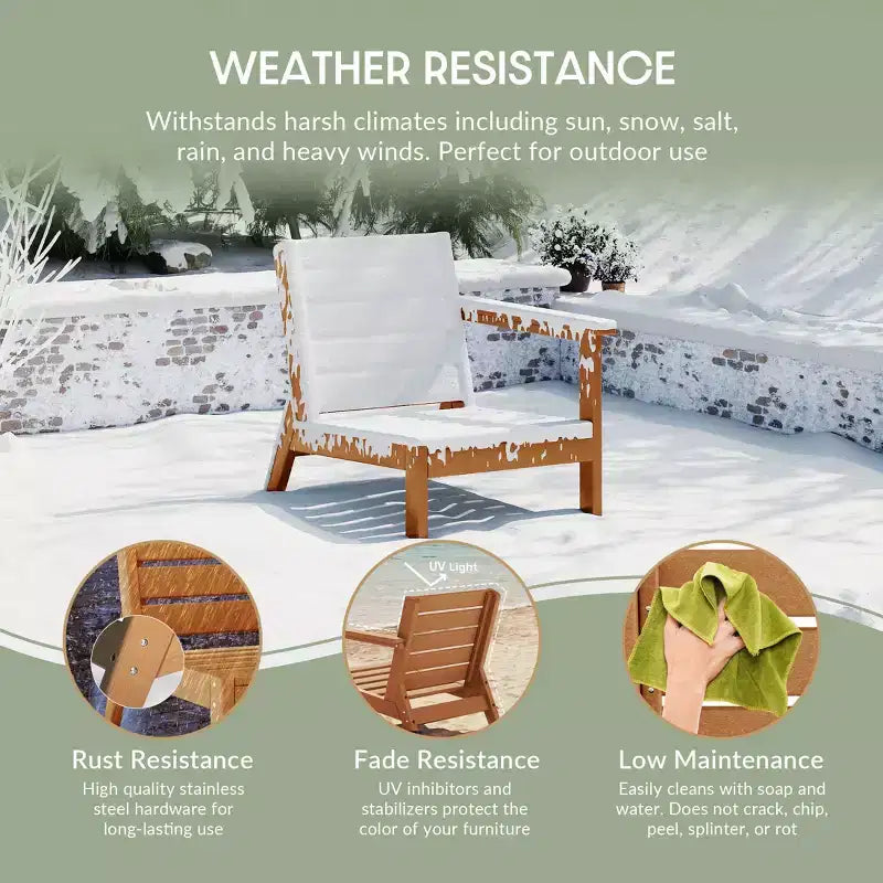 WestinTrends Avalon Sedia ad angolo per esterni in HDPE con bracciolo destro e seduta profonda