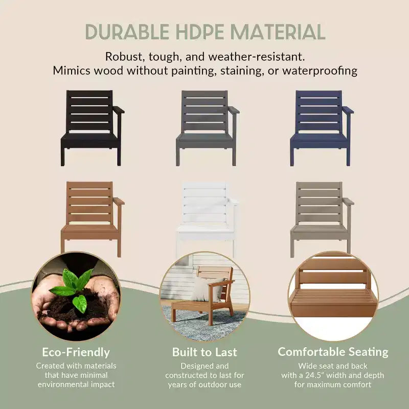 WestinTrends Avalon Sedia ad angolo per esterni in HDPE con bracciolo destro e seduta profonda