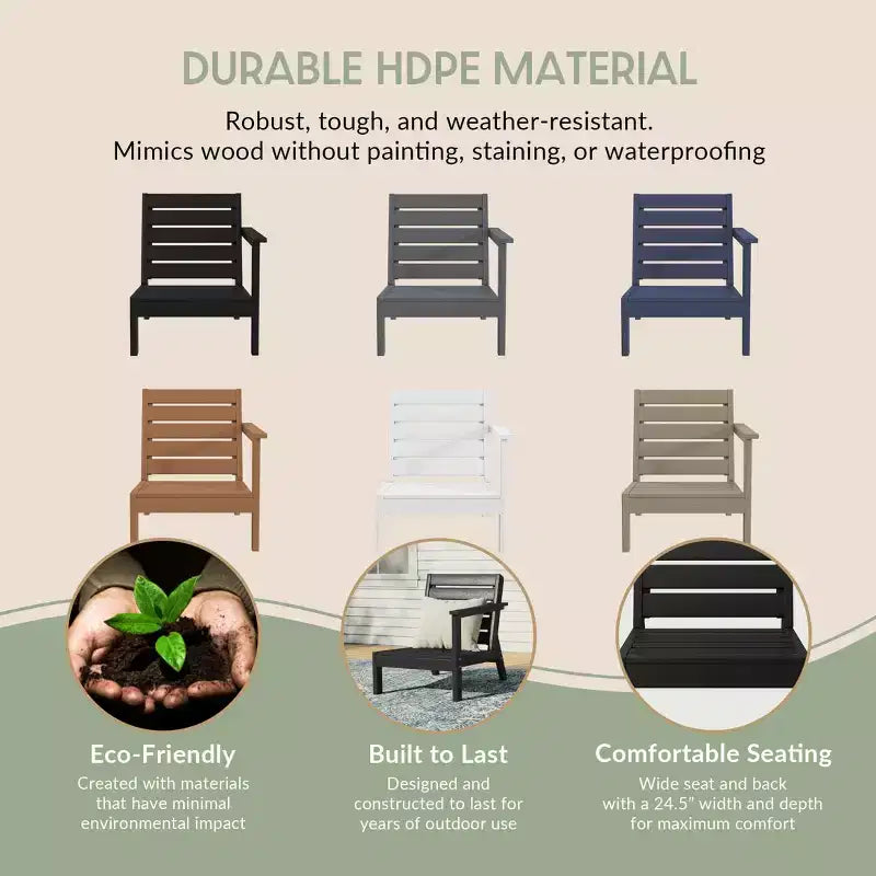 WestinTrends Avalon Sedia ad angolo per esterni in HDPE con bracciolo destro e seduta profonda