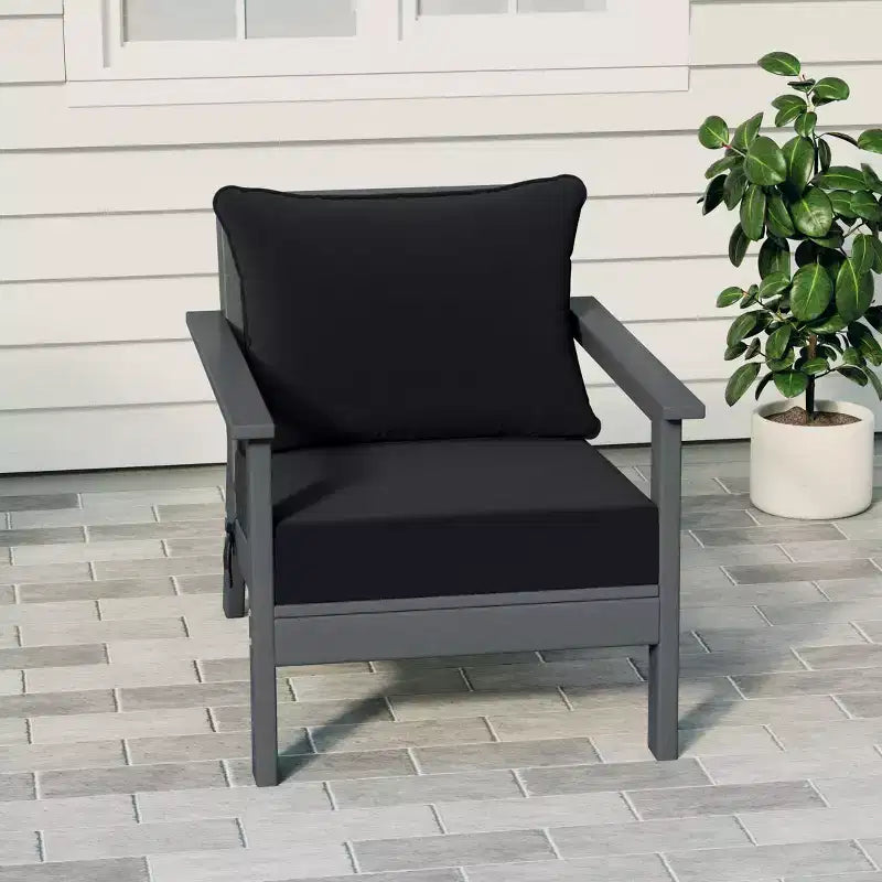 WestinTrends Avalon Gray Outdoor Modern HDPE Patio Club Chair with Deep Seat Cushions