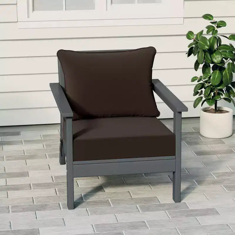 WestinTrends Avalon Gray Outdoor Modern HDPE Patio Club Chair with Deep Seat Cushions