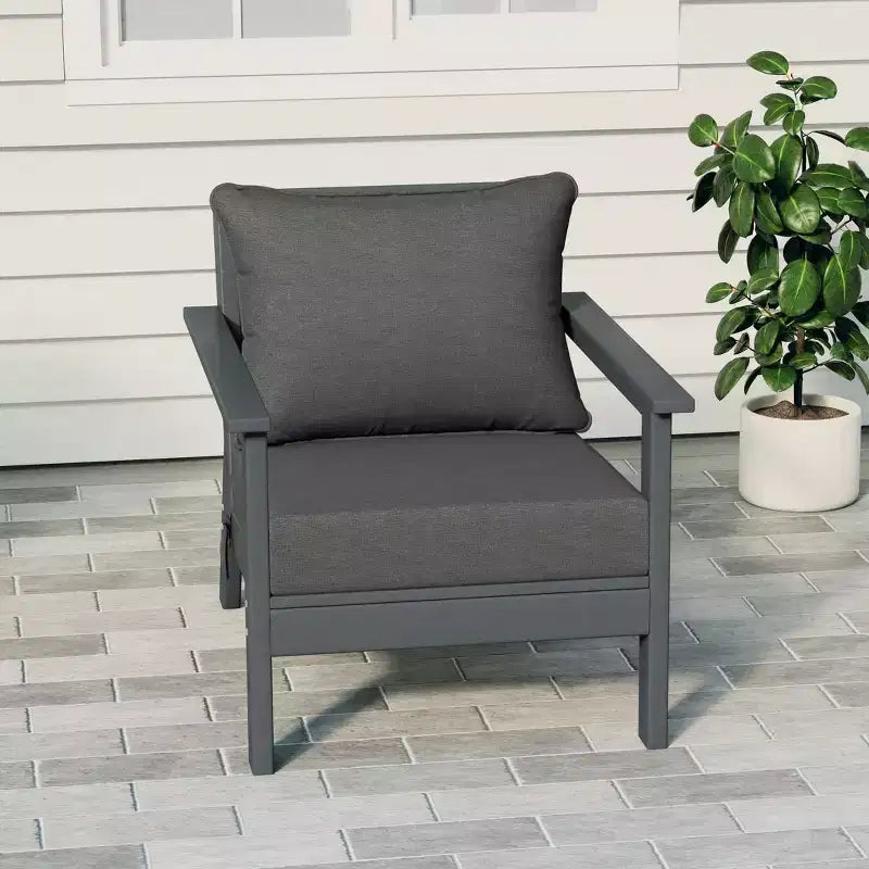 WestinTrends Avalon Gray Outdoor Modern HDPE Patio Club Chair with Deep Seat Cushions