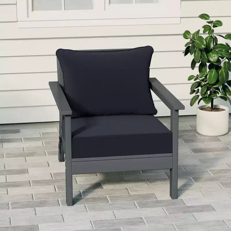 WestinTrends Avalon Gray Outdoor Modern HDPE Patio Club Chair with Deep Seat Cushions