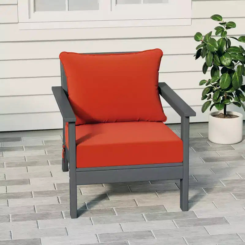 WestinTrends Avalon Gray Outdoor Modern HDPE Patio Club Chair with Deep Seat Cushions