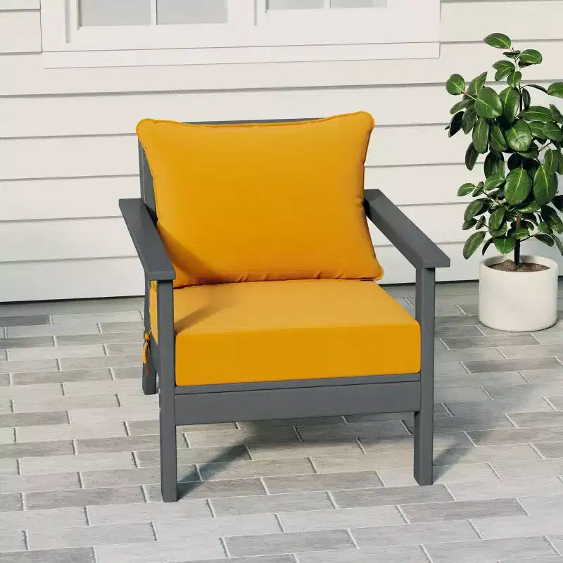 WestinTrends Avalon Gray Outdoor Modern HDPE Patio Club Chair with Deep Seat Cushions