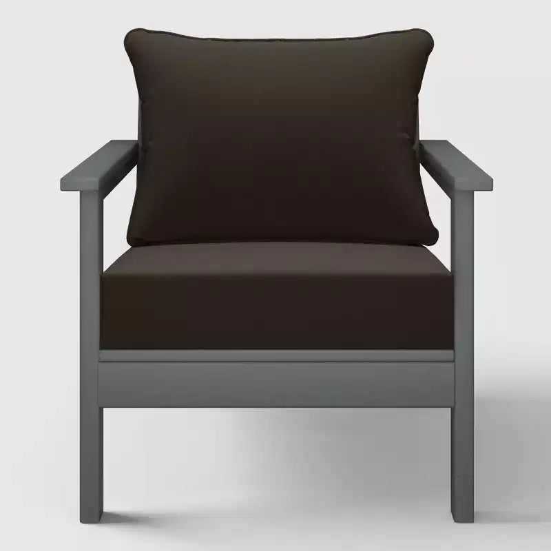 WestinTrends Avalon Gray Sedia club da esterni moderna in HDPE per patio con cuscini per seduta profonda