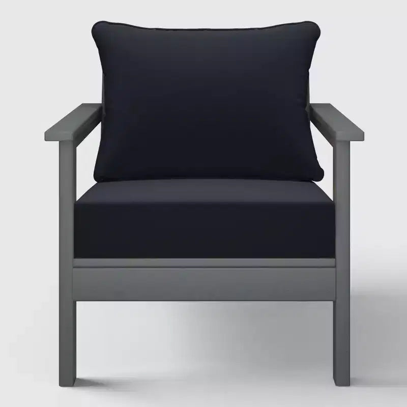 WestinTrends Avalon Gray Sedia club da esterni moderna in HDPE per patio con cuscini per seduta profonda