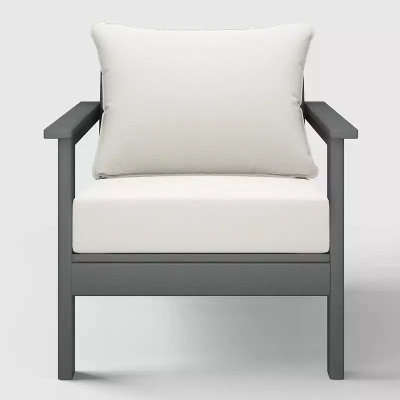 WestinTrends Avalon Gray Sedia club da esterni moderna in HDPE per patio con cuscini per seduta profonda
