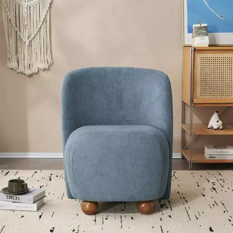 Sedia Accent Moderna Ultra-Morbida Senza Braccioli con Schienale Basso e Rivestimento Delicato sulla Pelle e Squisiti Piedini Rotondi in Legno di Pino - ModernLuxe