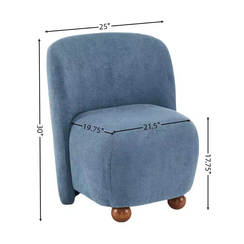Sedia Accent Moderna Ultra-Morbida Senza Braccioli con Schienale Basso e Rivestimento Delicato sulla Pelle e Squisiti Piedini Rotondi in Legno di Pino - ModernLuxe