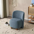 Sedia Accent Moderna Ultra-Morbida Senza Braccioli con Schienale Basso e Rivestimento Delicato sulla Pelle e Squisiti Piedini Rotondi in Legno di Pino - ModernLuxe