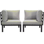 LeisureMod 2-Piece Corner Chair Loveseat Upholstered in Polyester with Aluminum Frame and Removable Cushion Hamilton Collection