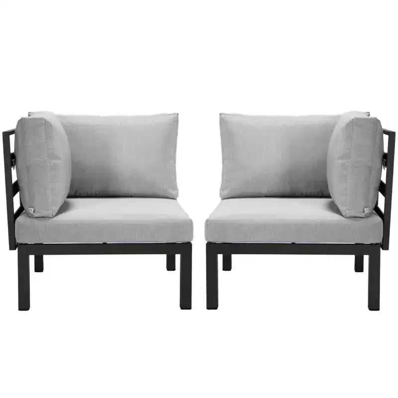 LeisureMod Divanetto angolare a 2 posti imbottito in poliestere con telaio in alluminio e cuscino rimovibile Collezione Hamilton