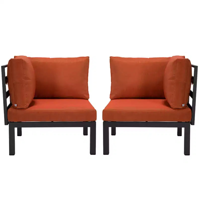 LeisureMod Divanetto angolare a 2 posti imbottito in poliestere con telaio in alluminio e cuscino rimovibile Collezione Hamilton
