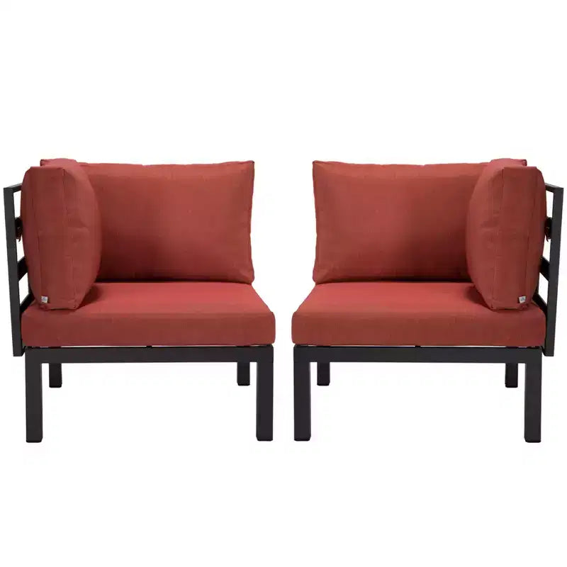 LeisureMod Divanetto angolare a 2 posti imbottito in poliestere con telaio in alluminio e cuscino rimovibile Collezione Hamilton