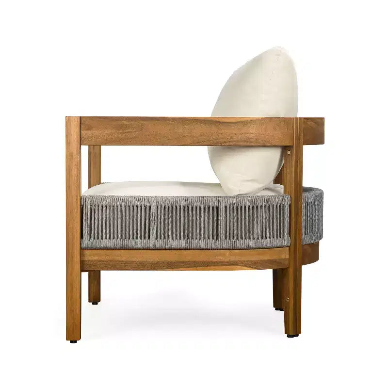 Christopher Knight Home Fawn Modern Outdoor Acacia Wood Club Chair with Cushions, Beige/Teak