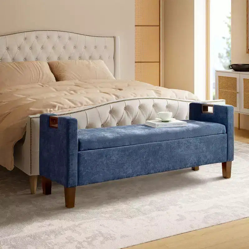 Daniel Storage Bench with Solid Wood Legs and Hollow Handles|ART OF LIVING DESIGNS