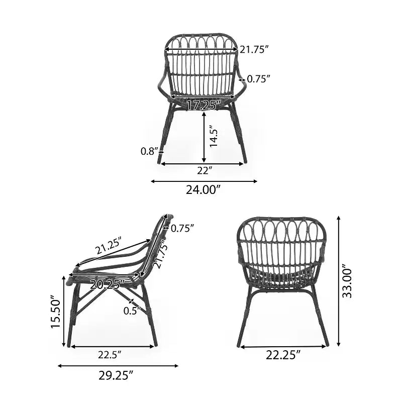 GDFStudio Barrister Poltrone da esterni in vimini in stile Boho (Set da 2)