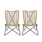 GDFStudio Juan Outdoor Wicker and Iron Accent Chairs (Set of 2)
