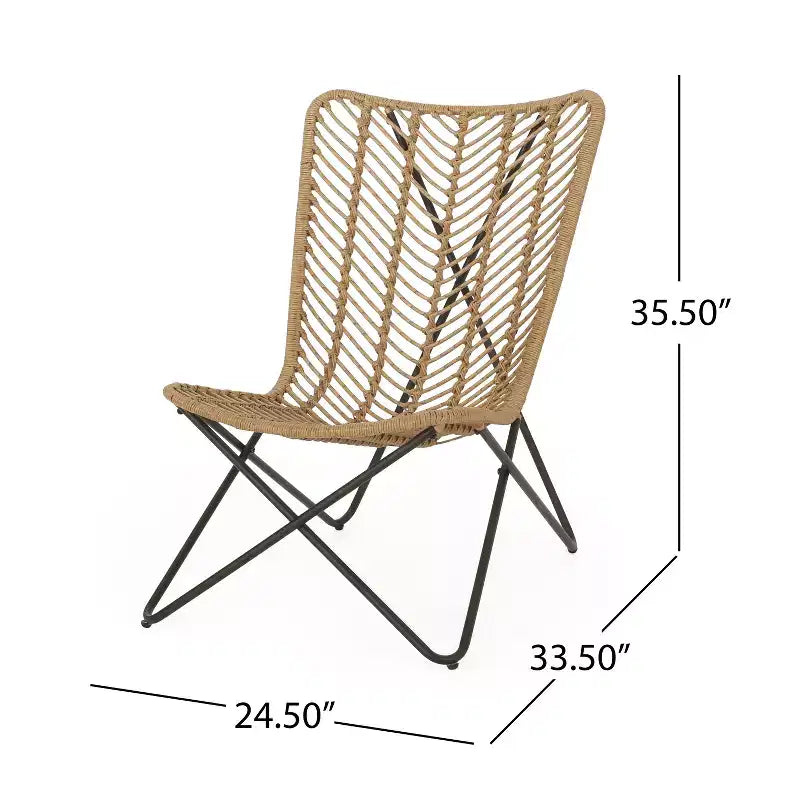 GDFStudio Juan Outdoor Wicker and Iron Accent Chairs (Set of 2)