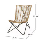 GDFStudio Juan Outdoor Wicker and Iron Accent Chairs (Set of 2)