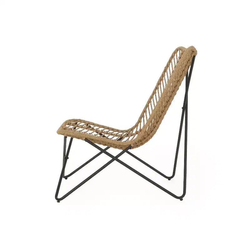 GDFStudio Juan Outdoor Wicker and Iron Accent Chairs (Set of 2)
