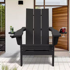 Hyleory Outdoor HDPE Folding Adirondack Chairs with 2 Cup Holders-103 degrees Curved Backrest Patio Accent Chair