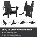 Hyleory Outdoor HDPE Folding Adirondack Chairs with 2 Cup Holders-103 degrees Curved Backrest Patio Accent Chair
