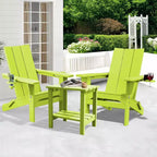 Hyleory Outdoor HDPE Folding Adirondack Chairs with 2 Cup Holders-103 degrees Curved Backrest Patio Accent Chair