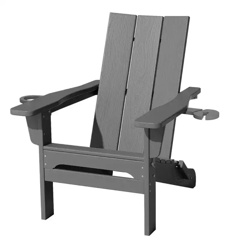 Hyleory Outdoor HDPE Folding Adirondack Chairs with 2 Cup Holders-103 degrees Curved Backrest Patio Accent Chair