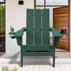 Hyleory Outdoor HDPE Folding Adirondack Chairs with 2 Cup Holders-103 degrees Curved Backrest Patio Accent Chair