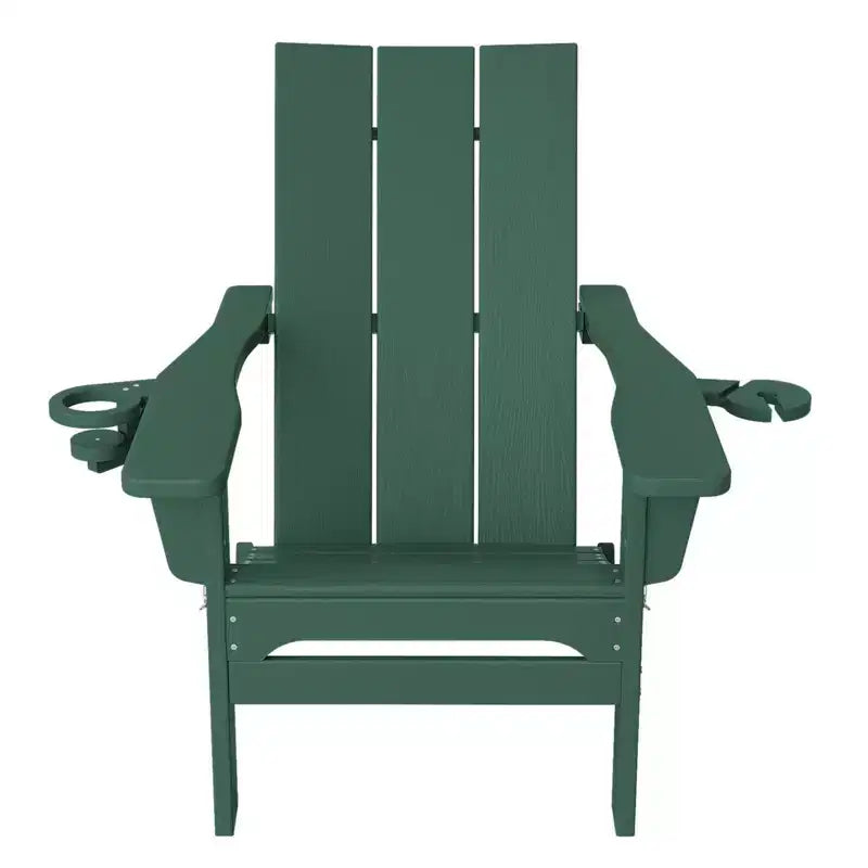 Hyleory Outdoor HDPE Folding Adirondack Chairs with 2 Cup Holders-103 degrees Curved Backrest Patio Accent Chair