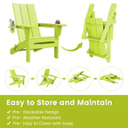 Hyleory Outdoor HDPE Folding Adirondack Chairs with 2 Cup Holders-103 degrees Curved Backrest Patio Accent Chair