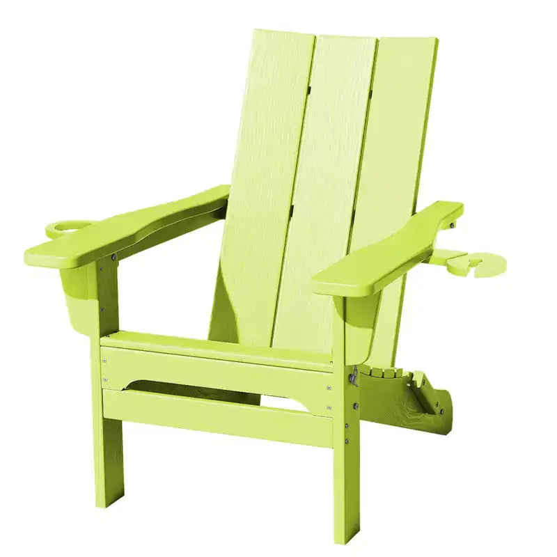 Hyleory Outdoor HDPE Folding Adirondack Chairs with 2 Cup Holders-103 degrees Curved Backrest Patio Accent Chair