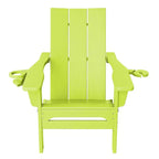 Hyleory Outdoor HDPE Folding Adirondack Chairs with 2 Cup Holders-103 degrees Curved Backrest Patio Accent Chair