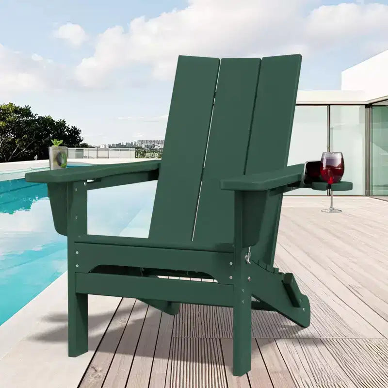 Hyleory - Sedie Adirondack Pieghevoli da Esterno in HDPE con 2 Portabicchieri - Sedia da Giardino con Schienale Curvo a 103 Gradi