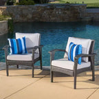 GDFStudio Hilary Outdoor Wicker Club Chairs with Cushion (Set of 2)